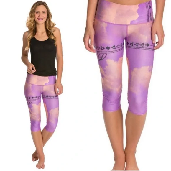 Teeki Purple Haze Tribal Chains Arrows Legging High Rise Recycled Water Bottles - Picture 1 of 6